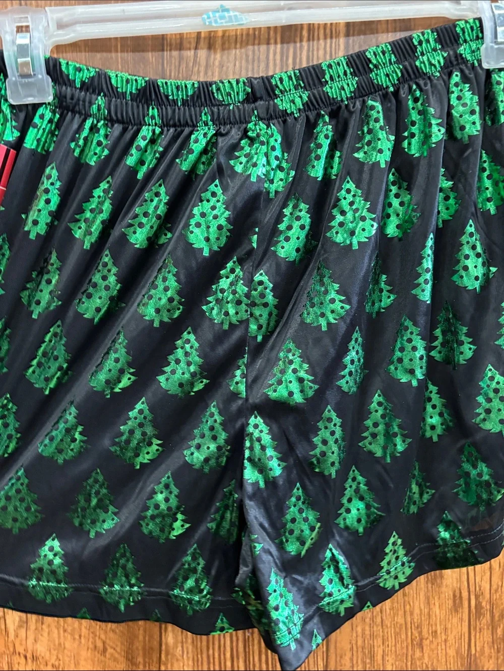 NWT Under Disguise Men's Black Boxer Briefs with Christmas Tree Print